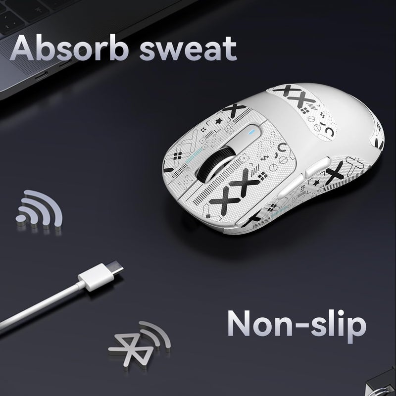 MANBASNAKE Mouse Anti Slip Grip Tape, Pre-Cut Universal Griptape for Superlight Wireless Gaming Mouse Skins, Sweat Resistant, Elastics Refined Side Grips, Easy to Apply, Ultra-thin 0.5mm (0.02in) - White - Image 5